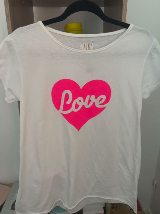 T-shirt love de manga curta